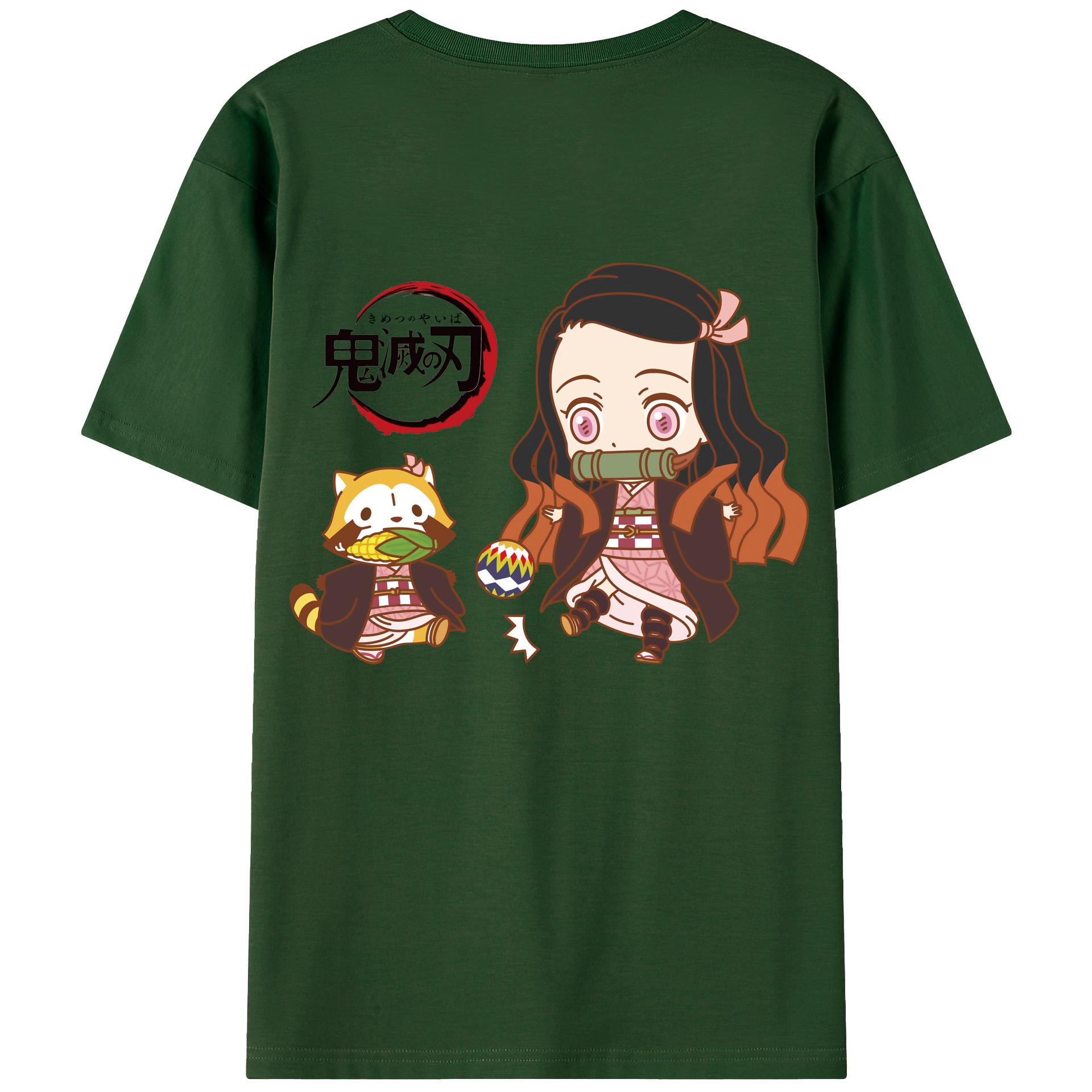 （画像用） 鬼滅の刃（きめつのやいば）竈門 禰󠄀豆子／かまど ねずこ Kamado Nezuko 綿100％半袖Tシャツ（背面プリント）